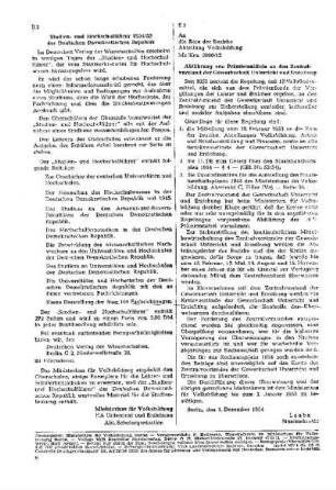 Studien- und Hochschulführer 1954/55 der Deutschen Demokratischen Republik : E 2 ; [Entscheidungen, Stellungnahmen und Hinweise]