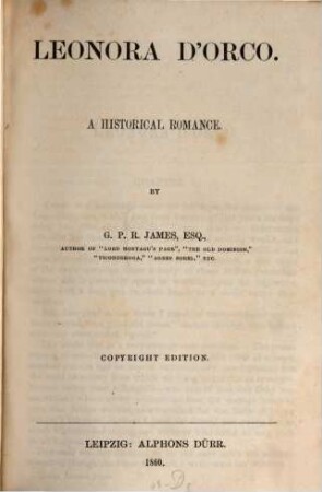 Leonora d'Orco : A historical Romance