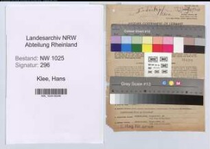 Entnazifizierung Hans Klee , geb. 02.06.1908 (Konstrukteur)
