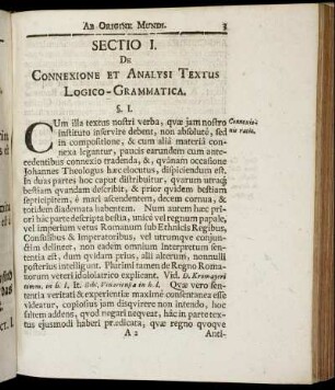 Sectio I. De Connexione Et Analysi Textus Logico- Grammatica.