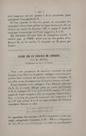 Étude sur un faisceau de coniques.