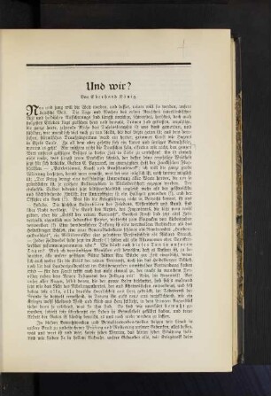 Und wir? Von Eberhard König.