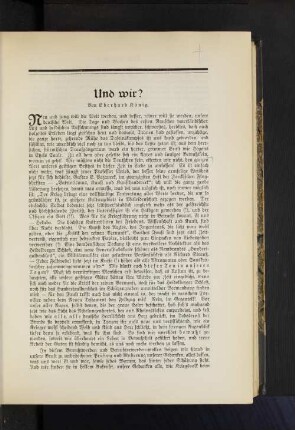 Und wir? Von Eberhard König.