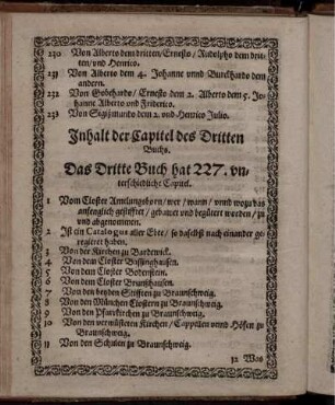 Inhalt der Capitel des Dritten Buchs