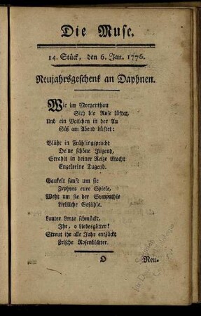 14. Stück, den 6. Jan. 1776. - 17. Stück, den 27. Jan. 1776.