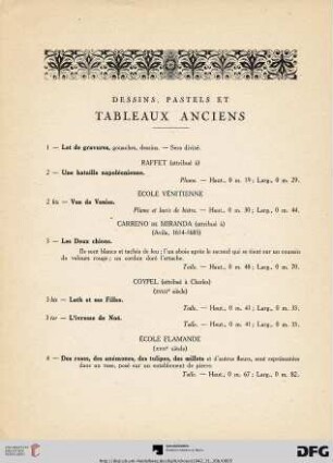 Tableaux Anciens (Nr. 1-23)