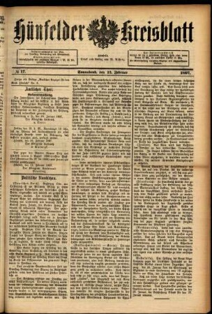 Ausgabe vom Samstag, den 13. Februar 1897.