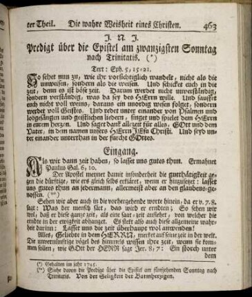 Predigt über die Epistel am zwanzigsten Sonntag nach Trinitatis.