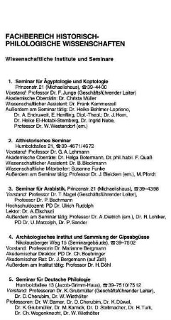 Fachbereich Historisch-Philologische Wissenschaften