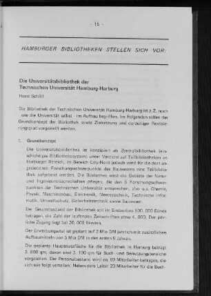 Die Universitätsbibliothek der Technischen Univesität Hamburg-Harburg