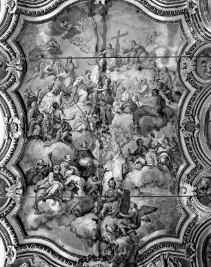 Apotheose der heiligen Katharina von Alexandrien mit zahlreichen Heiligen, alttestamentlichem und historischem Personal