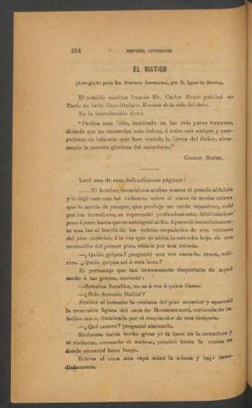 El viático : (Arreglado para "La Revista Literaria", por D. Ignacio Borda)