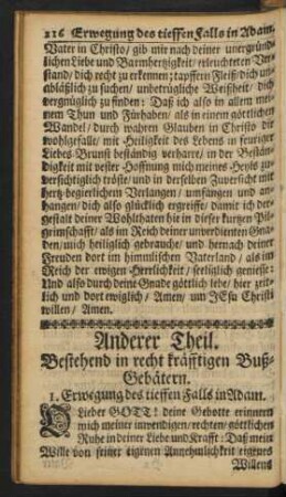 Anderer Theil. Bestehend in recht kräfftigen Buß-Gebätern.
