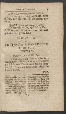 Locus III. De Persona Et Officio Christi