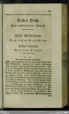 Erstes Buch. Vom ordentlichen Proceß