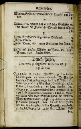 Druckfehler, Und was zu suppliren, wolle der G. L. also ändern.