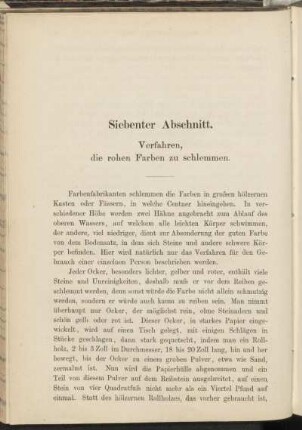 Siebenter Abschnitt. Verfahren, die rohen Farben zu schlemmen.