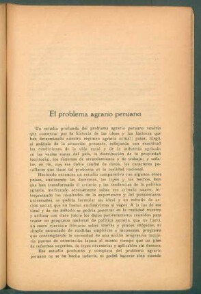 El problema agrario peruano