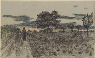 Frau auf einsamer Landstraße