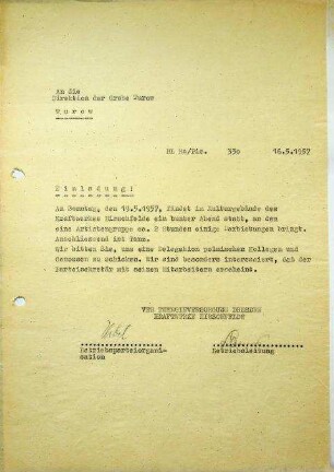 1.2.1 Zusammenarbeit VR Polen: Einladung zum Bunten Abend insbesondere an den Parteisekretär