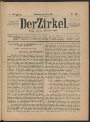 Nr. 10. Wien, am 15. October 1880.