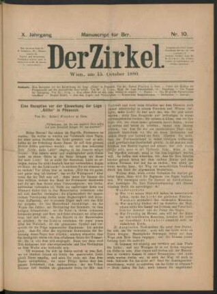 Nr. 10. Wien, am 15. October 1880.