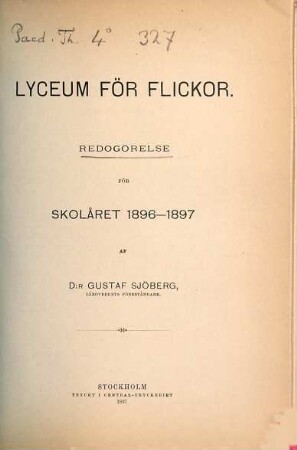 Redogörelse för skolåret .... 1896/97