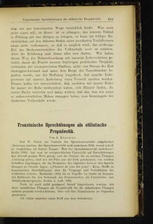Französische Sprechübungen als stilistische Propädeutik