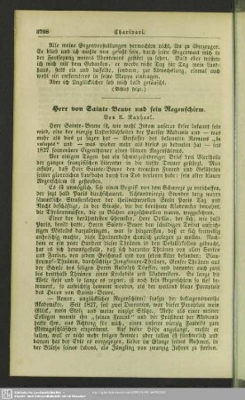 Herr von Sainte-Beuve und sein Regenschirm
