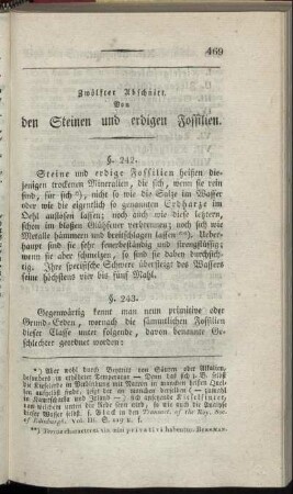 Zwölfter Abschnitt. Von den Steinen und erdigen Fossilien.