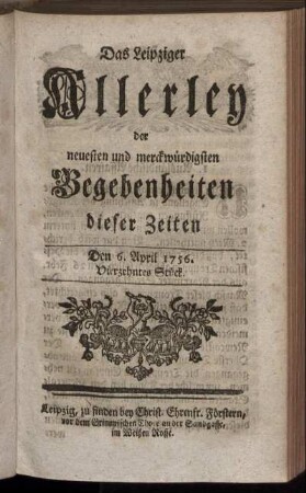 Den 6. April 1756. Vierzehntes Stück.