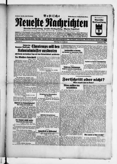 Titelseite einer Zeitung