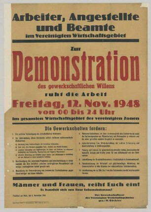 "Demonstration des gewerkschaftlichen Willens"