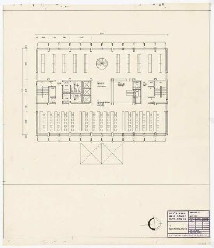 Hochschulbibliothek, Karlsruhe Neubau: Grundriss 1.OG, 1:100