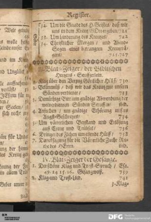 III. Blat-Zeiger / der Biblischen Hertzens-Seuffzerlein.