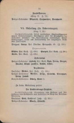 VI. Abtheilung (für Uebertretungen)