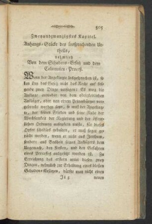 Zweyundzwanzigstes Kapitel. Anhangs-Stücke des lossprechenden Urtheils
