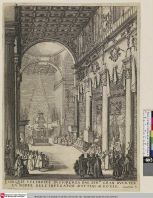 [Katafalk des Kaisers Mathias in Florenz; Catafalque de l'empereur Mathias]