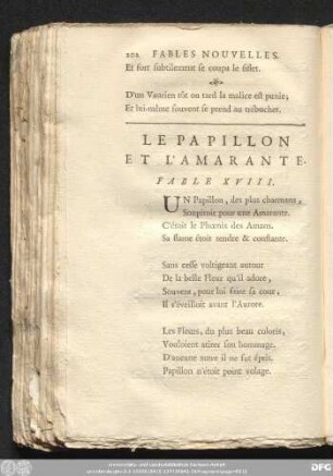 Le Papillon Et L'Amarante. Fable XVIII.