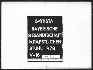 Das Verhalten des Diplomatischen Korps beim Päpstlichen Stuhl gegenüber dem Diplomatischen Korps beim Königlich italienischen Hof