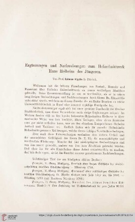 Ergänzungen und Nachweisungen zum Holzschnittwerk Hans Holbeins des Jüngeren