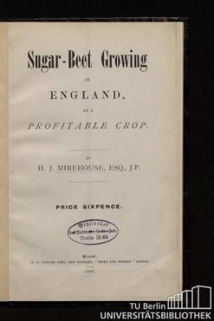 Sugar-beet growing in England, as a profitable crop