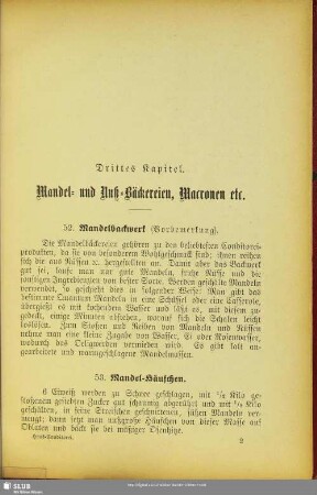 Drittes Kapitel. Mandel- und Nuß-Bäckereien, Macronen etc.