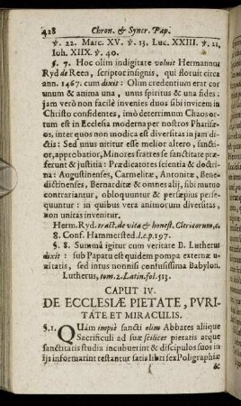 Caput IV. De Ecclesiae Pietate, Puritate Et Miraculis