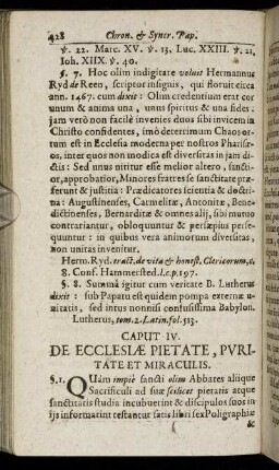 Caput IV. De Ecclesiae Pietate, Puritate Et Miraculis