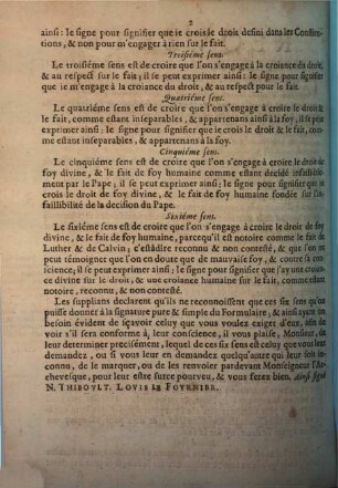 Reqveste Presentee A M. L'Official De Paris : le cinquième Fevrier 1667. à l'audience de l'Officialité, par Messieurs Thiboult Chanoine de S. Thomas, & le Fournier Chapelain perpetuel de la sainte Chapelle Royale de Paris, sur le sujet de la signature du Formulaire