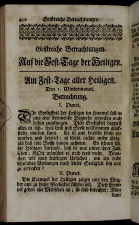 Auf die Fest-Tage der Heiligen.