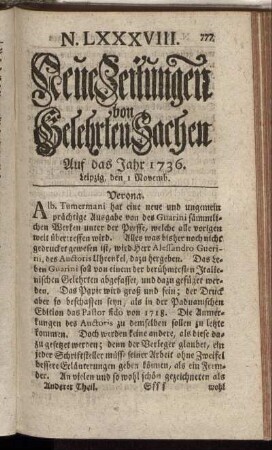 N. LXXXVIII. Leipzig, den I Novemb. - N. XCVI. Leipzig, den 29 Novemb.