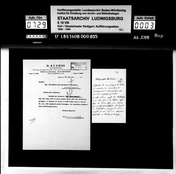 Das Veilchenmädel. Operette von Josef Hellmesberger