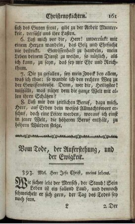 Vom Tode, der Auferstehung, und der Ewigkeit. - Von verschiedenem Inhalt.
